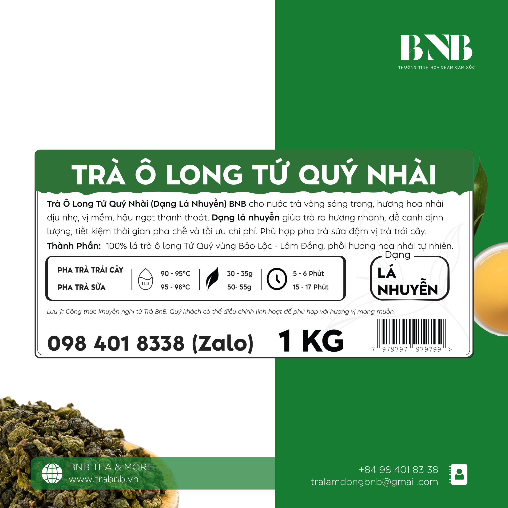 Trà Ô Long Tứ Quý Nhài (Lá Nhuyễn) BNB - 1 KG